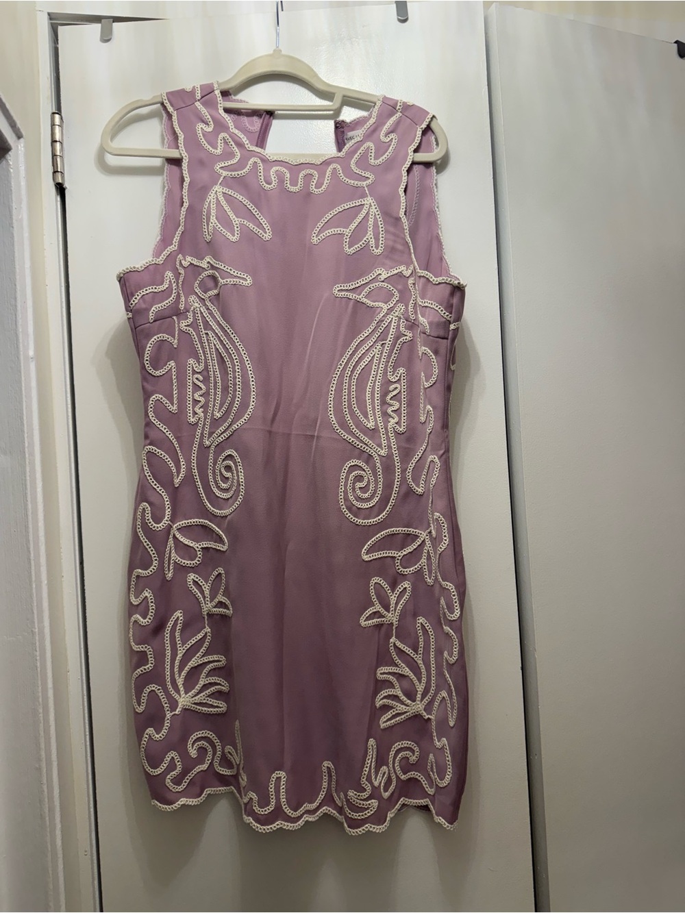 avec les filles purple embroidered shift dress